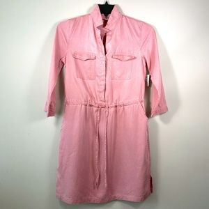 NWT Old Navy Light Pink Cargo Utility Style Casual Drawstring Shirt Dress
